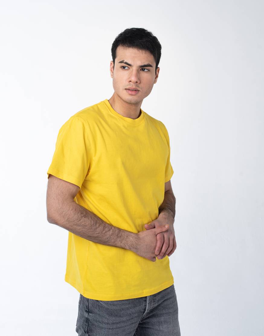 Лимонная мужская футболка оптом